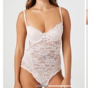 Forever 21 pink lace body suit medium NWT